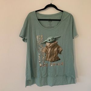 Womens Star Wars Baby Yoda Hi Low Tee Shirt NWT